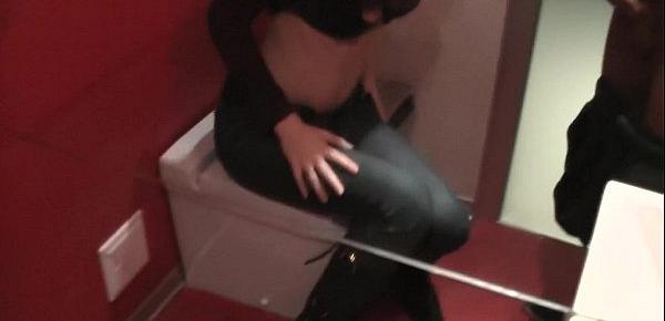  Woman fucked right in the toilet cafe